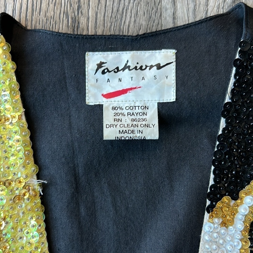 Fashion Fantasy Vest Black Sequined Halloween Vintage Vest Size Medium - Picture 7 of 15